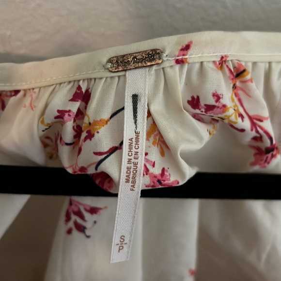 Free People Floral Milkmaid Peplum Top | Small | Cream & Pink - Picture 4 of 5
